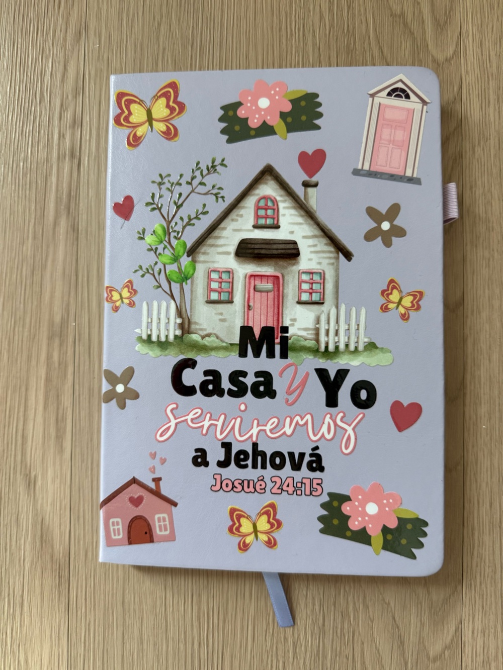 Pink and White Decorative Journal with House Illustration